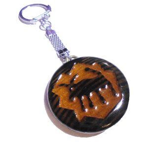Key Chain Capricorn Zodiac Sign Carved Wood Genuine Amber Purse Charm